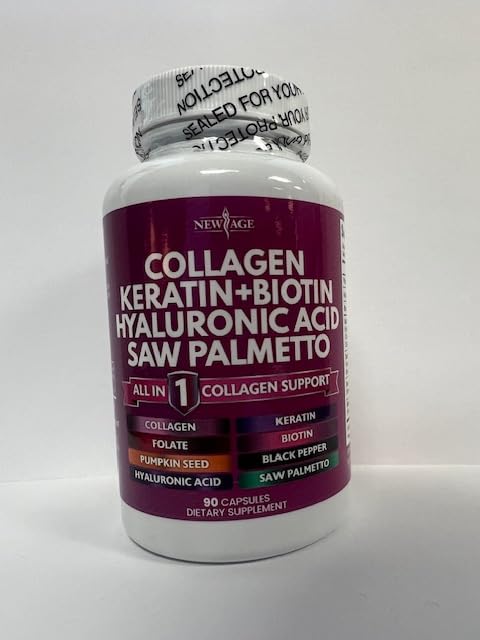 Close-up of NEW AGE Collagen Pills label