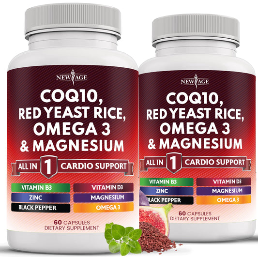 New Age CoQ10 200mg Red Yeast Rice Omega-3-6-9 bottle front