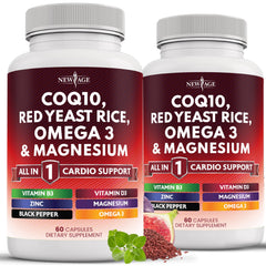 New Age CoQ10 200mg Red Yeast Rice Omega-3-6-9 bottle front