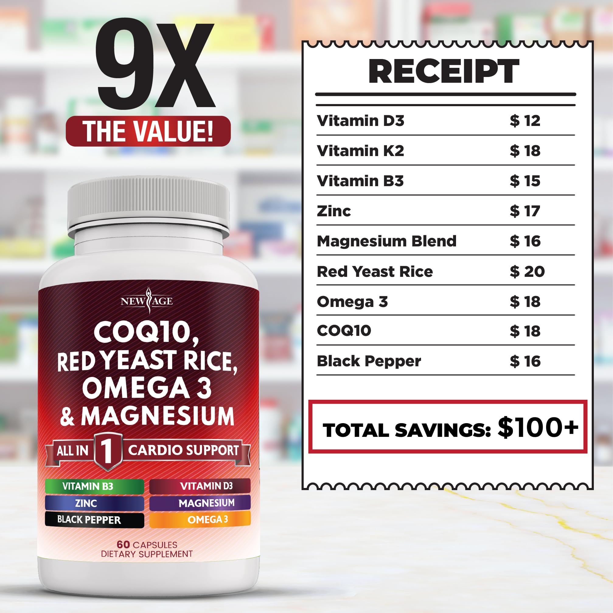 Heart health support vitamins for men and women – New Age Cardio blend