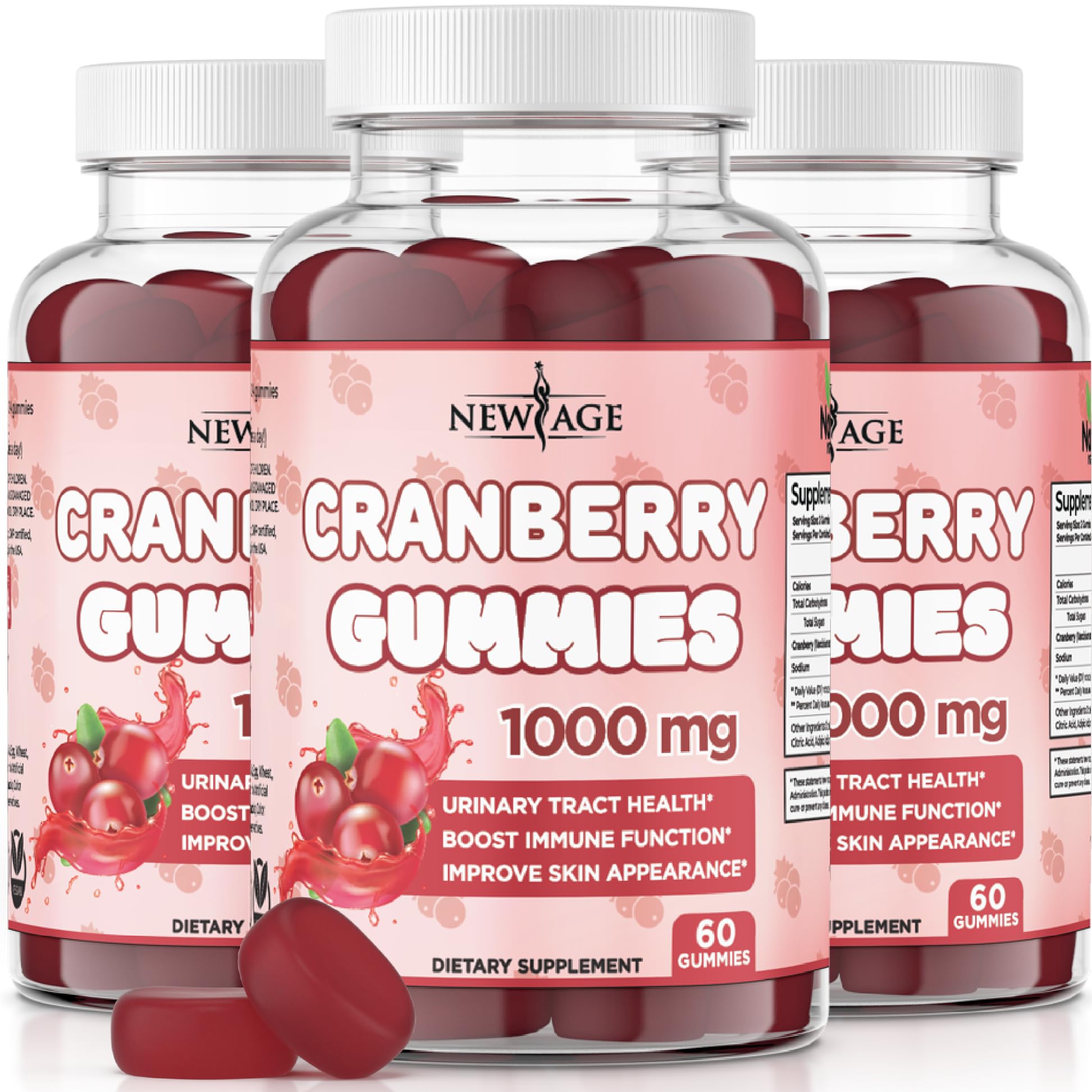 New Age Cranberry Gummies bottle front view with 180 gummies
