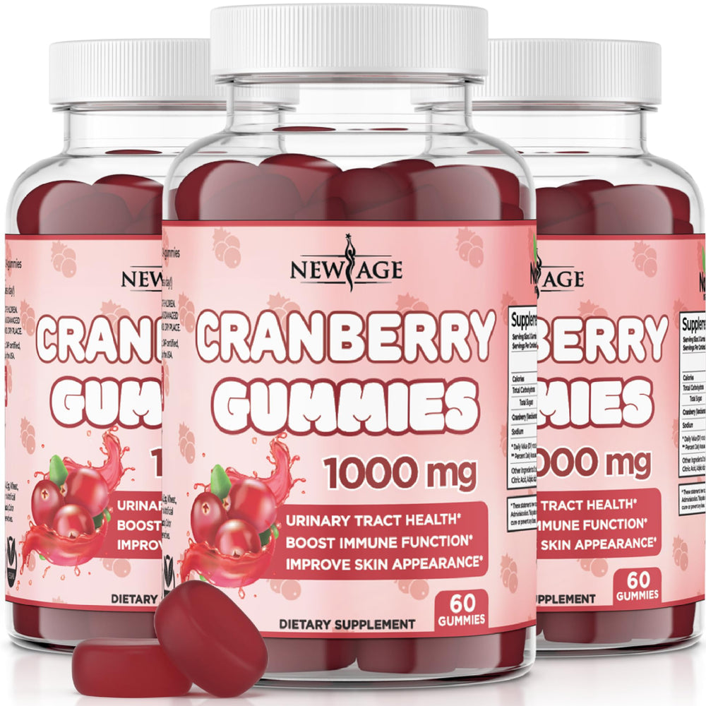 NEW AGE Cranberry Gummies bottle front for urinary health support and daily wellness.