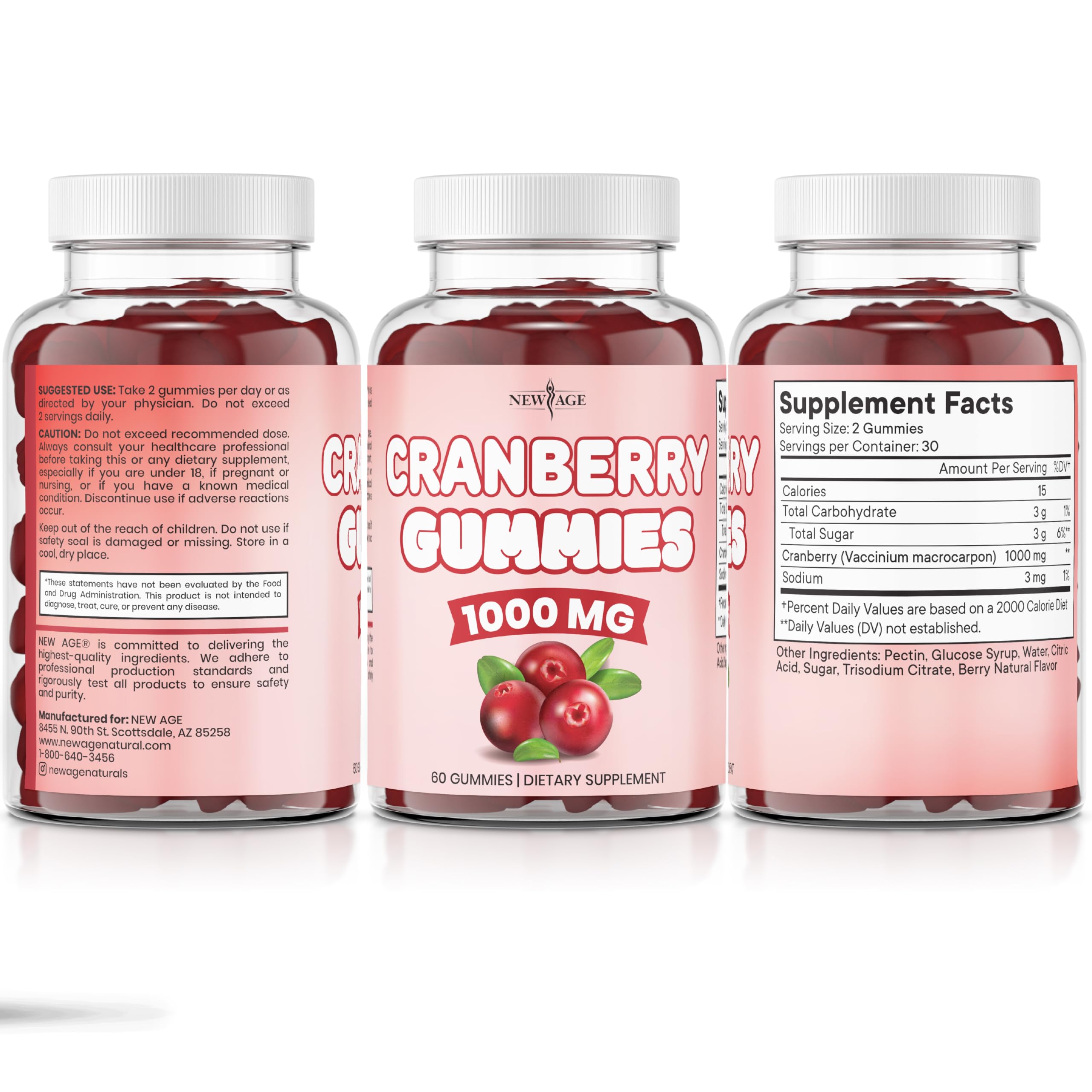 NEW AGE Cranberry Gummies consumer-friendly packaging for daily routines.