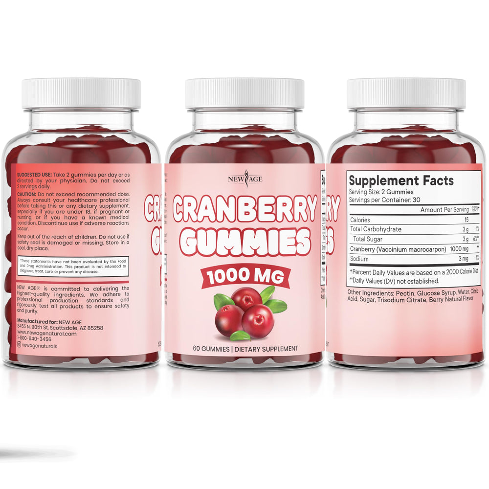 NEW AGE Cranberry Gummies consumer-friendly packaging for daily routines.