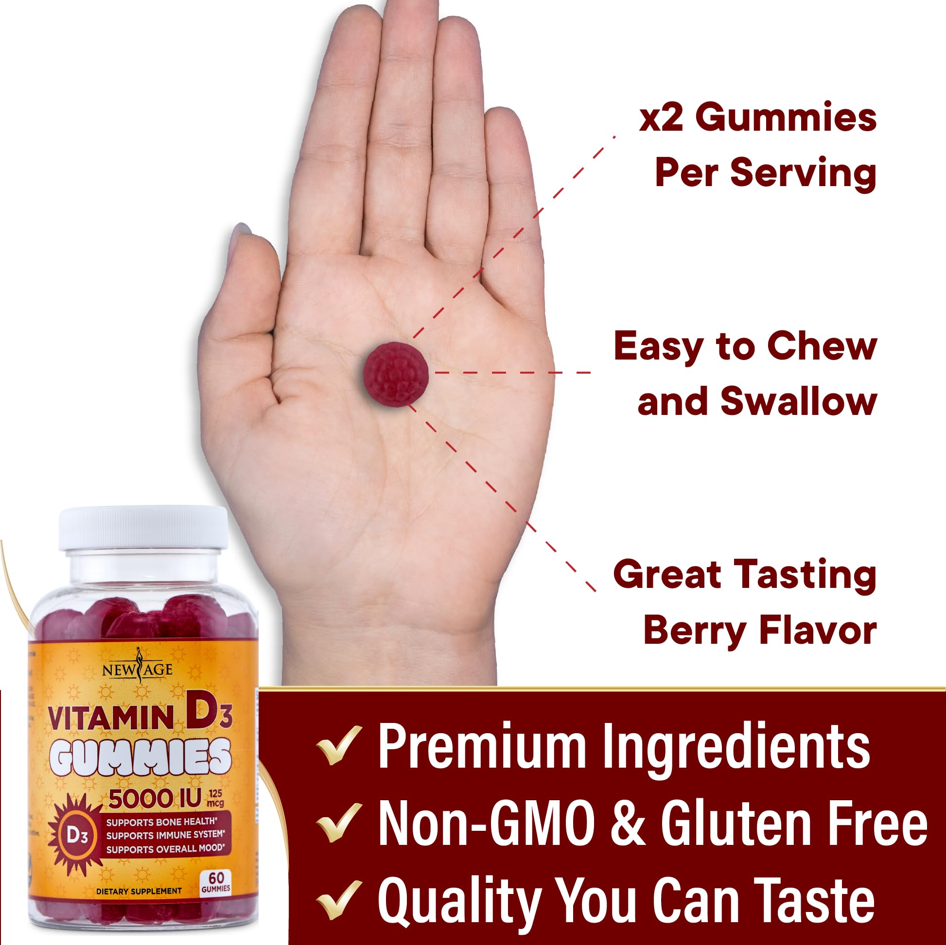 Gluten-free and dairy-free Vitamin D3 gummies