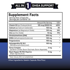Close-up of NEW AGE DHEA capsules in bottle