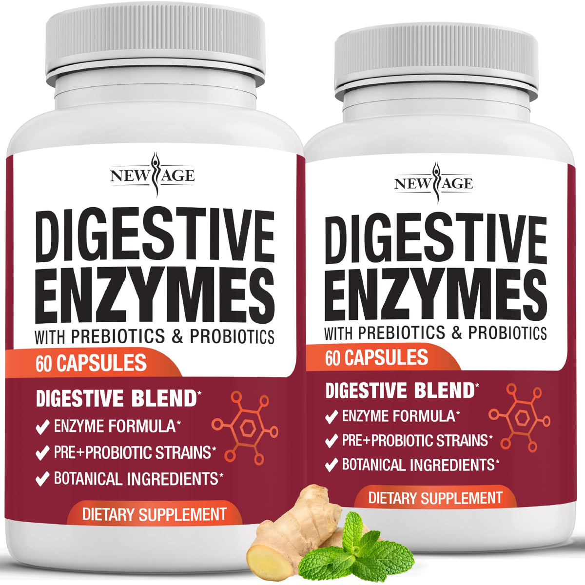 Bottle of NEW AGE Digestive Enzymes for Gut Health
