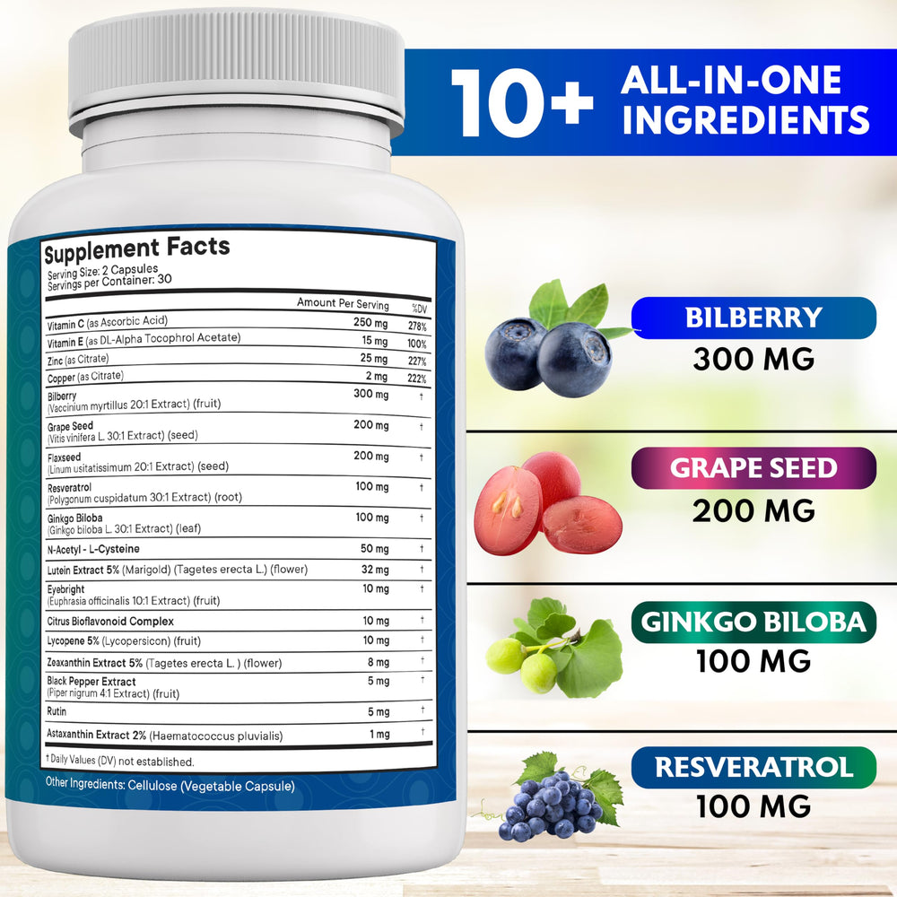Capsules containing resveratrol and grape seed extract for antioxidant support