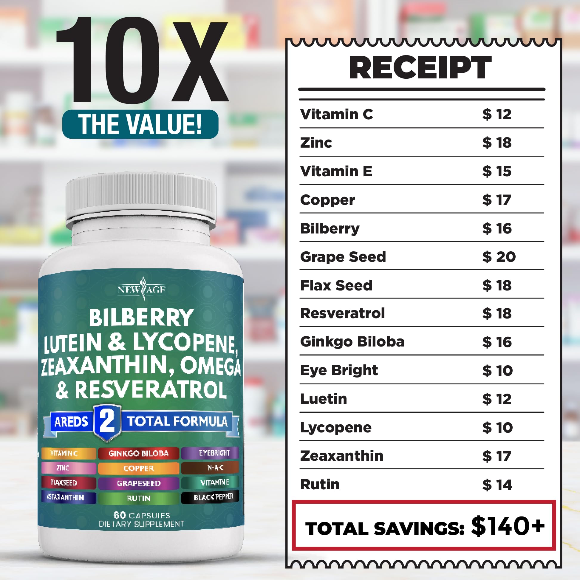 Grape seed extract and bilberry antioxidant capsules