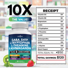 Close-up of nutrition facts and ingredients for New Age GABA