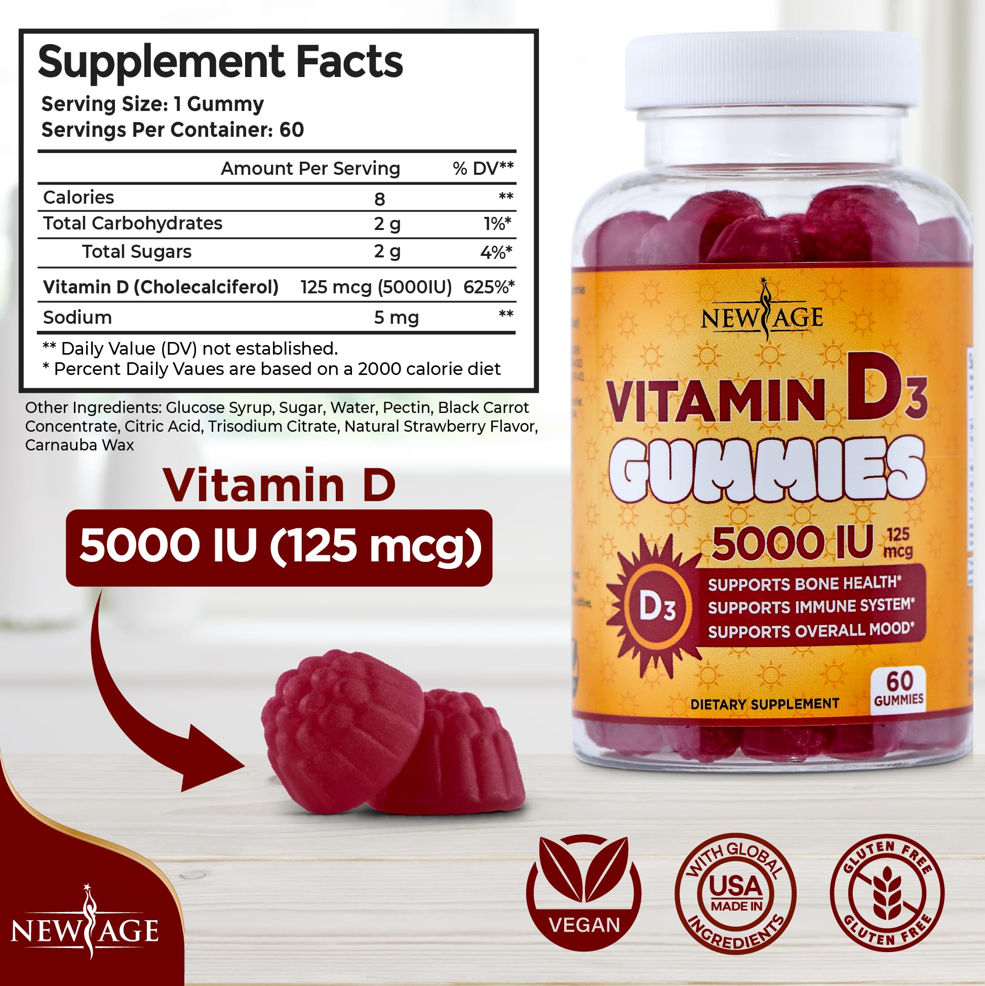 Vitamin D3 gummies 5000 IU per serving