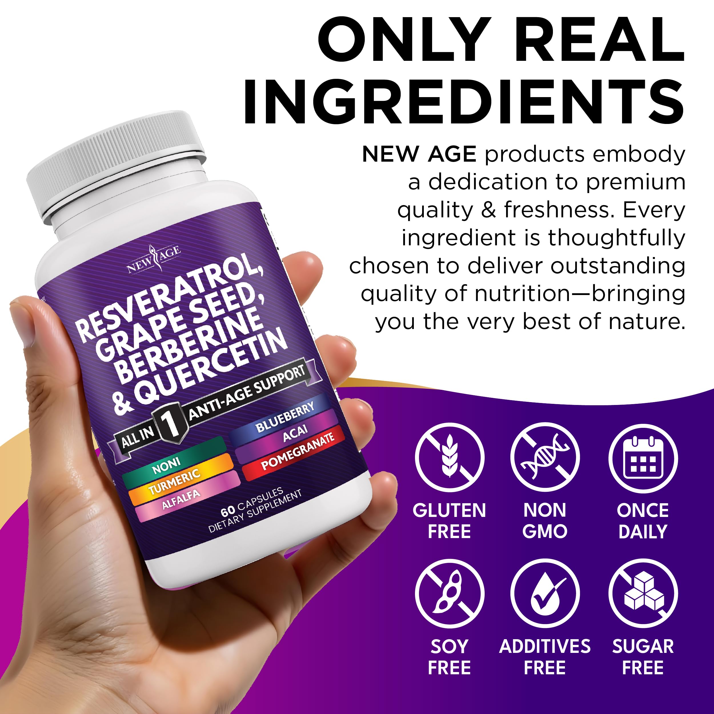 Icons representing Resveratrol, Berberine, Quercetin and Grape Seed in the formula