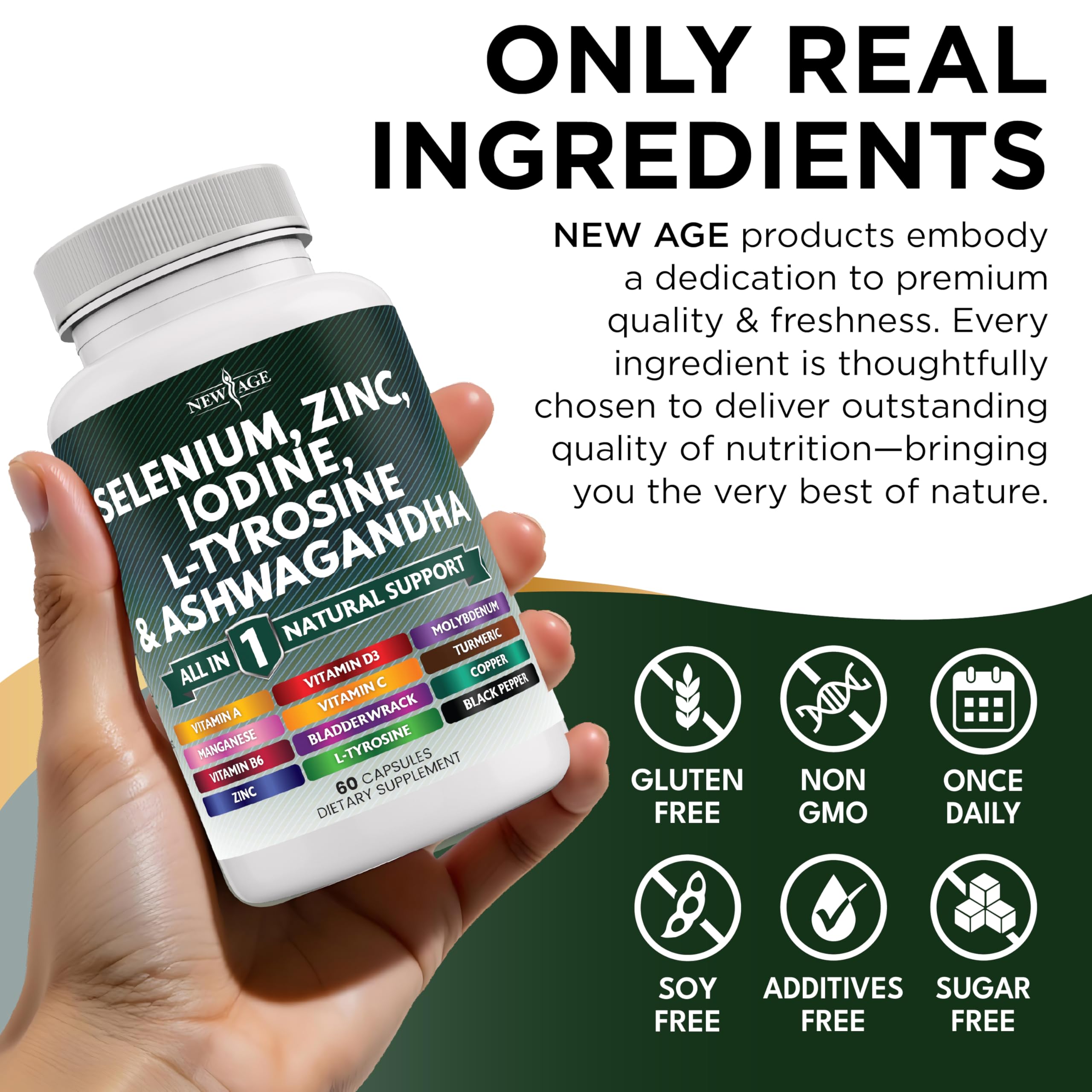 NEW AGE iodine blend label highlights mineral nutrients.