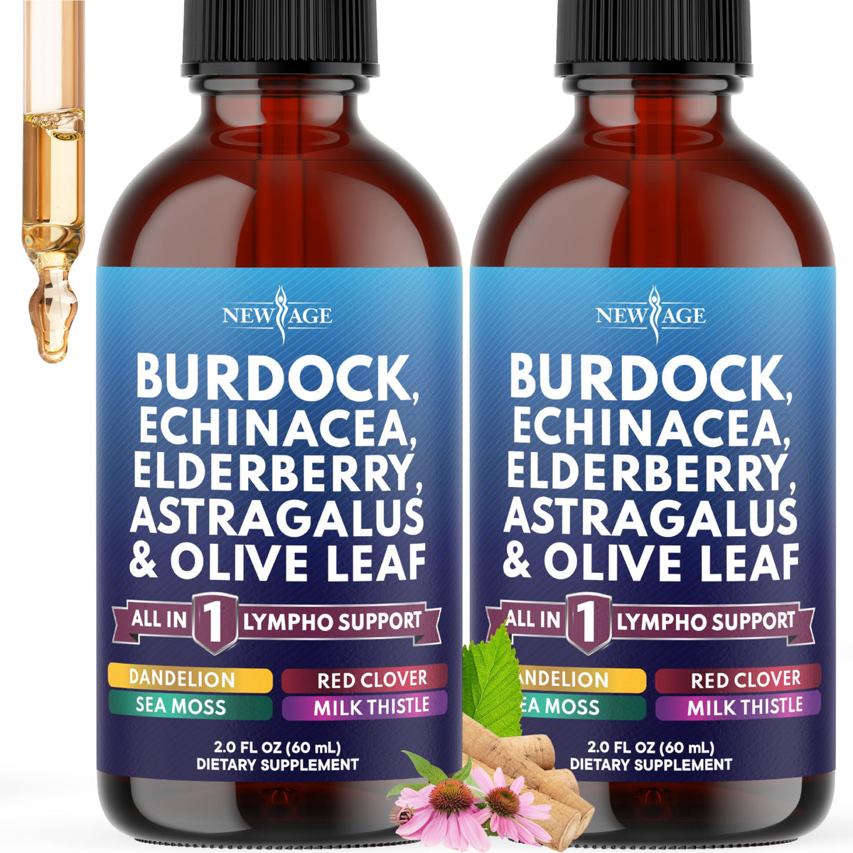 NEW AGE Lymphatic Drainage Drops bottle with label