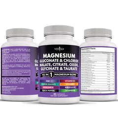 NEW AGE magnesium bottle on desk illustrates daily supplementation.