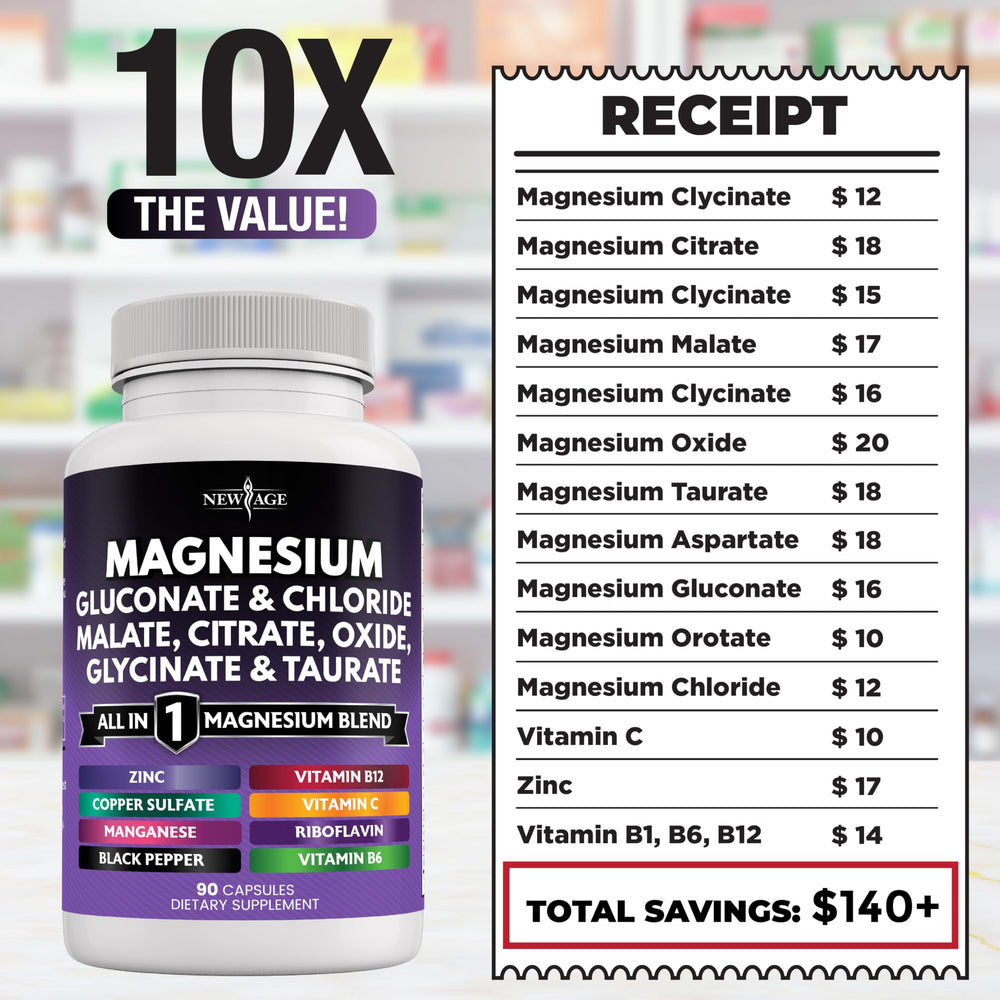 Healthy lifestyle image with magnesium supplement on a table
