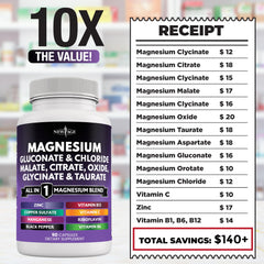 Healthy lifestyle image with magnesium supplement on a table