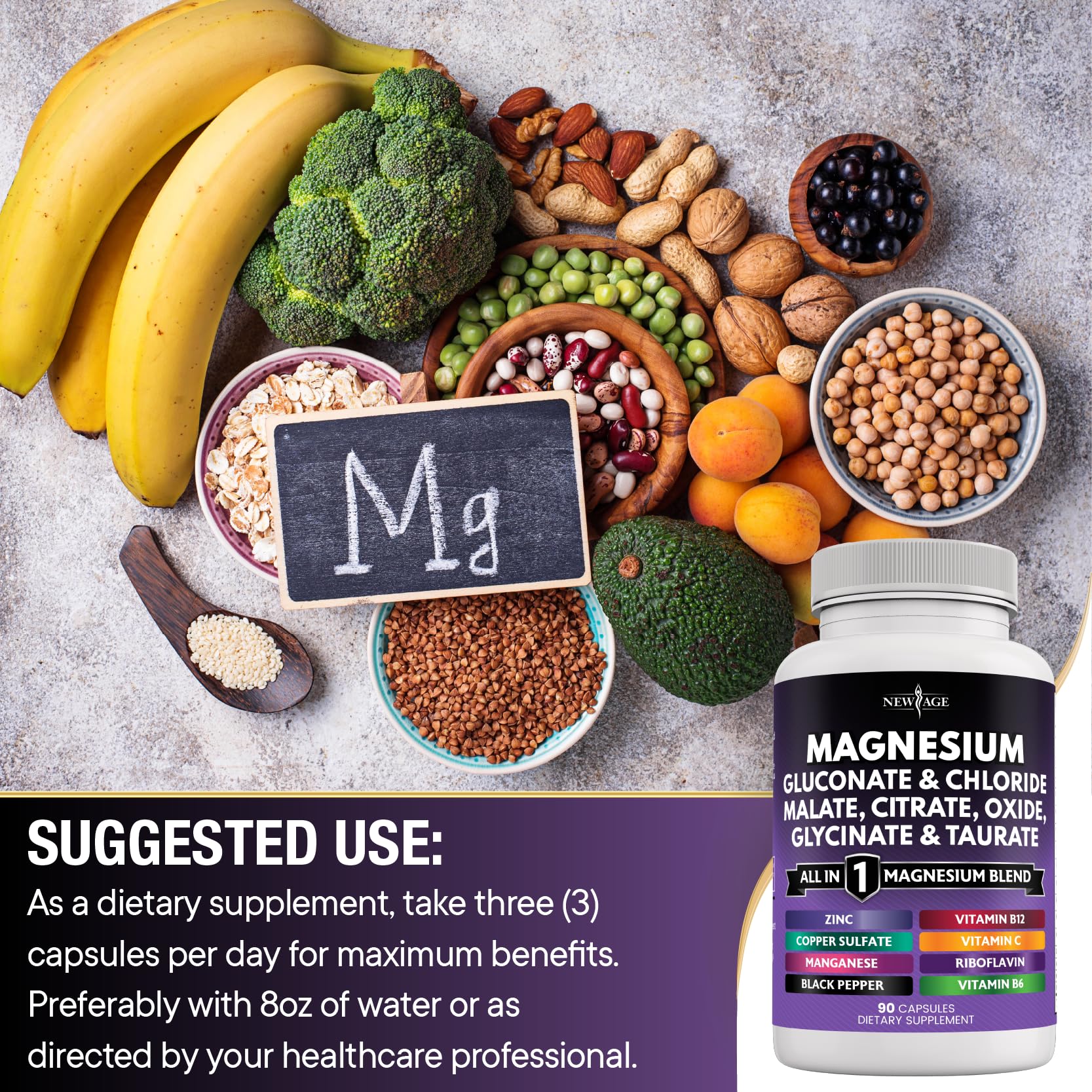 The New Age Magnesium bottle with a clean, modern design