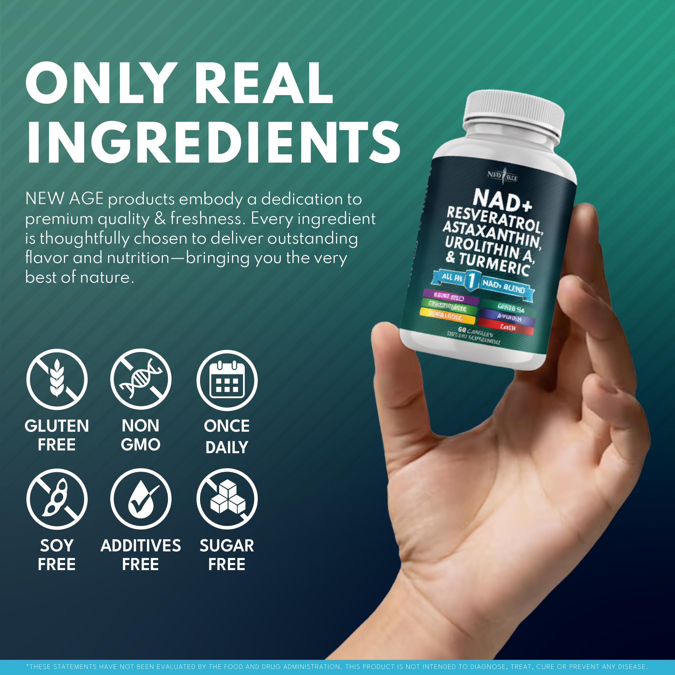 60-count bottle of New Age NAD+ supplement