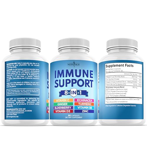 NEW AGE three-pack immune support bottles ready for daily routine
