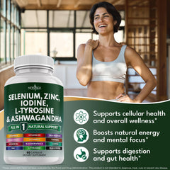 NEW AGE packaged thyroid supplement image signals convenient daily use.