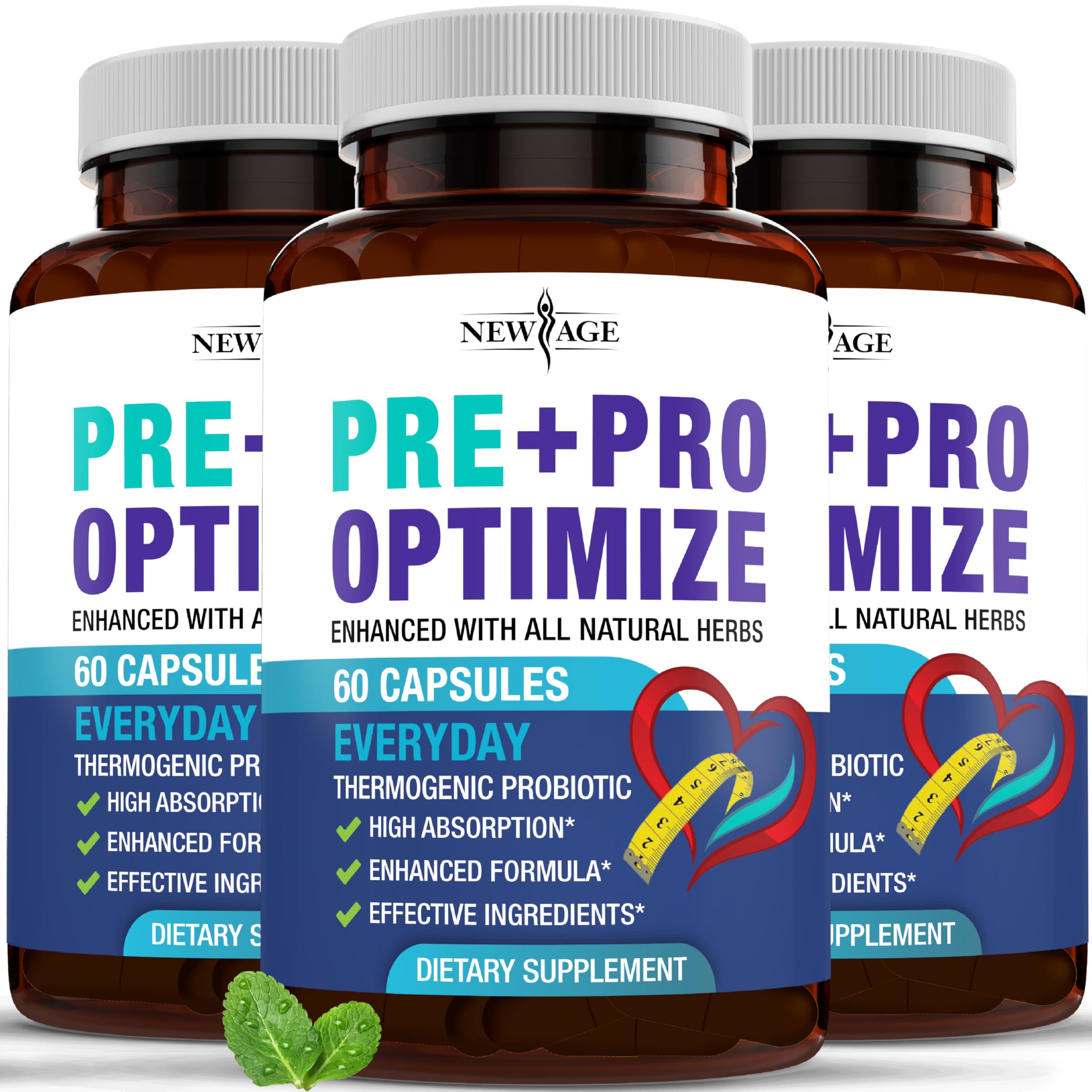 New Age Pro Optimize probiotics bottle showing the 70B CFU gut support concept