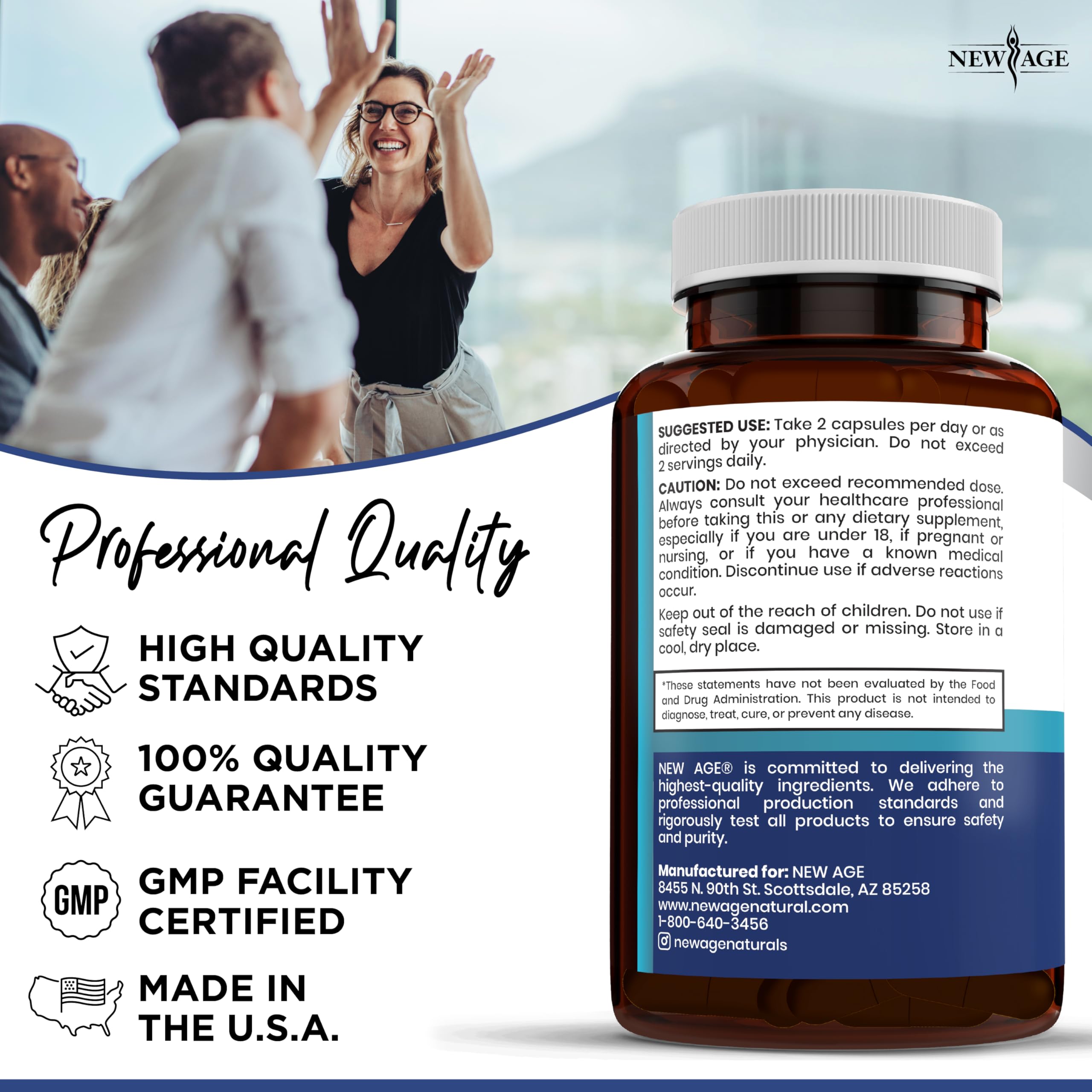 New Age product in certified lab packaging