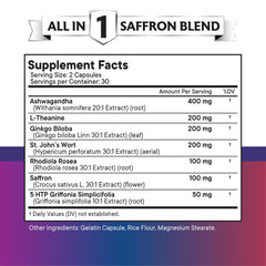 Close-up of NEW AGE Saffron Supplements bottle label