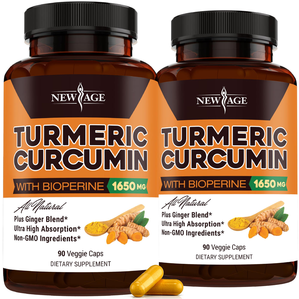 New Age Turmeric Curcumin Capsules bottle – front view