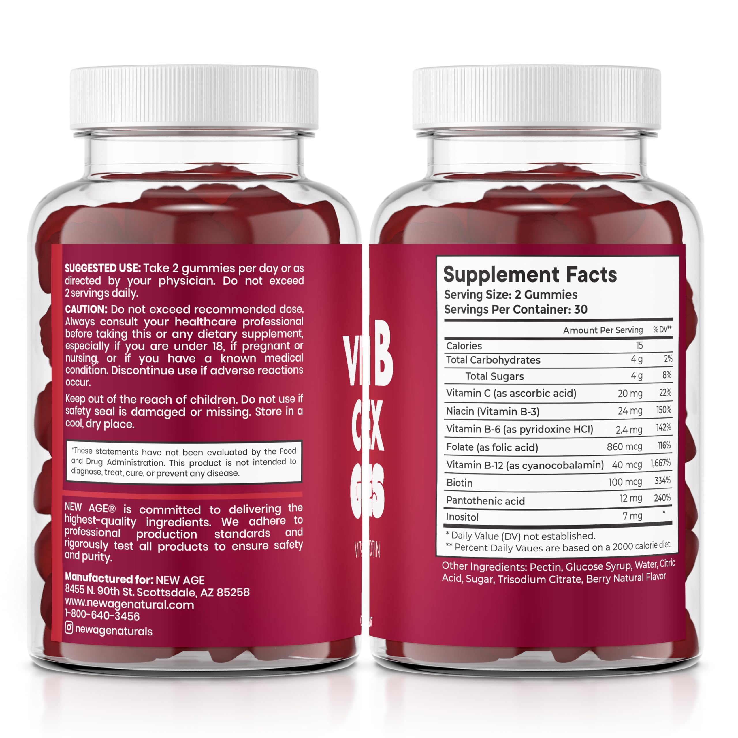 New Age Vitamin B Gummies label featuring vitamin C imagery