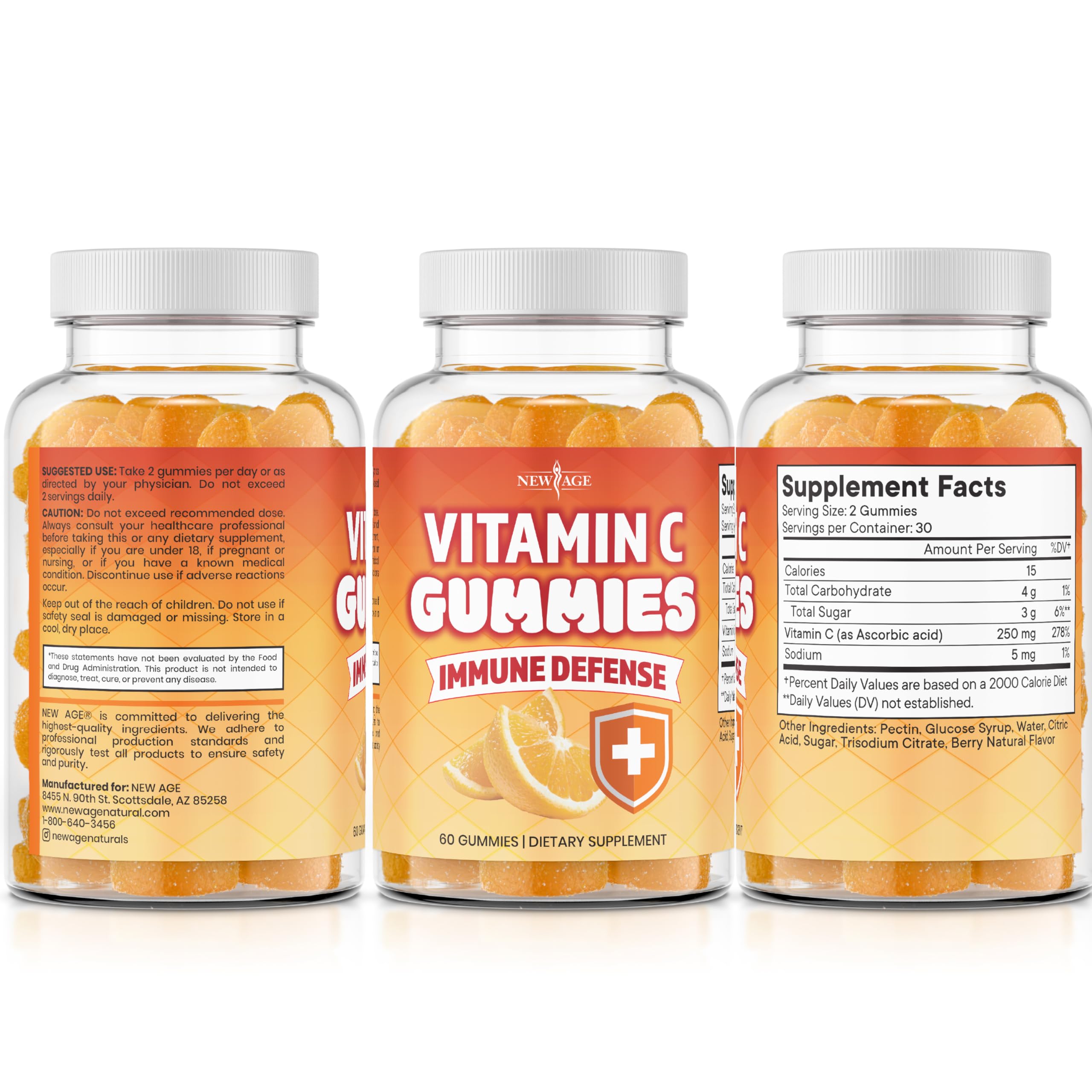 NEW AGE Vitamin C Gummies lifestyle shot with kids enjoying orange flavor
