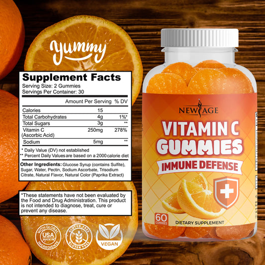 Close-up of orange-flavored Vitamin C gummies