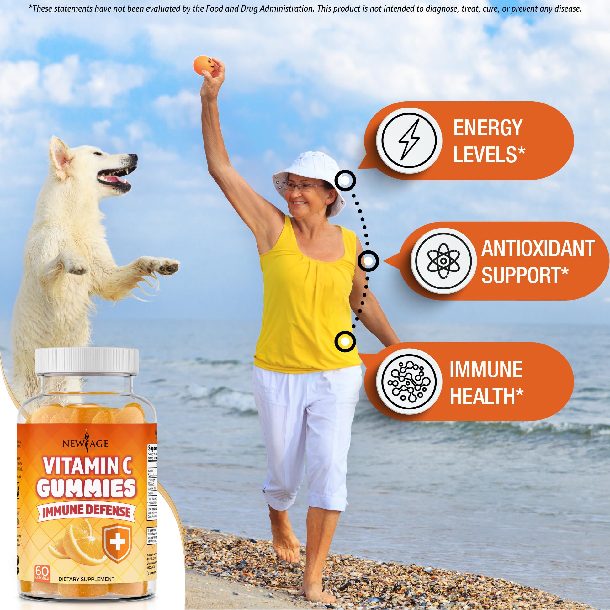 Nutrition label for New Age Vitamin C Gummies