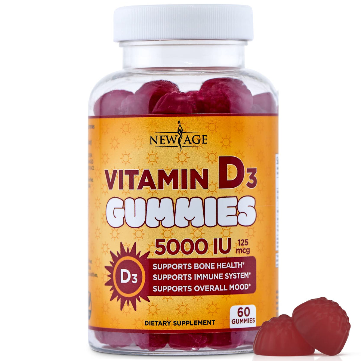 New Age Vitamin D3 5000 IU Gummies bottle label