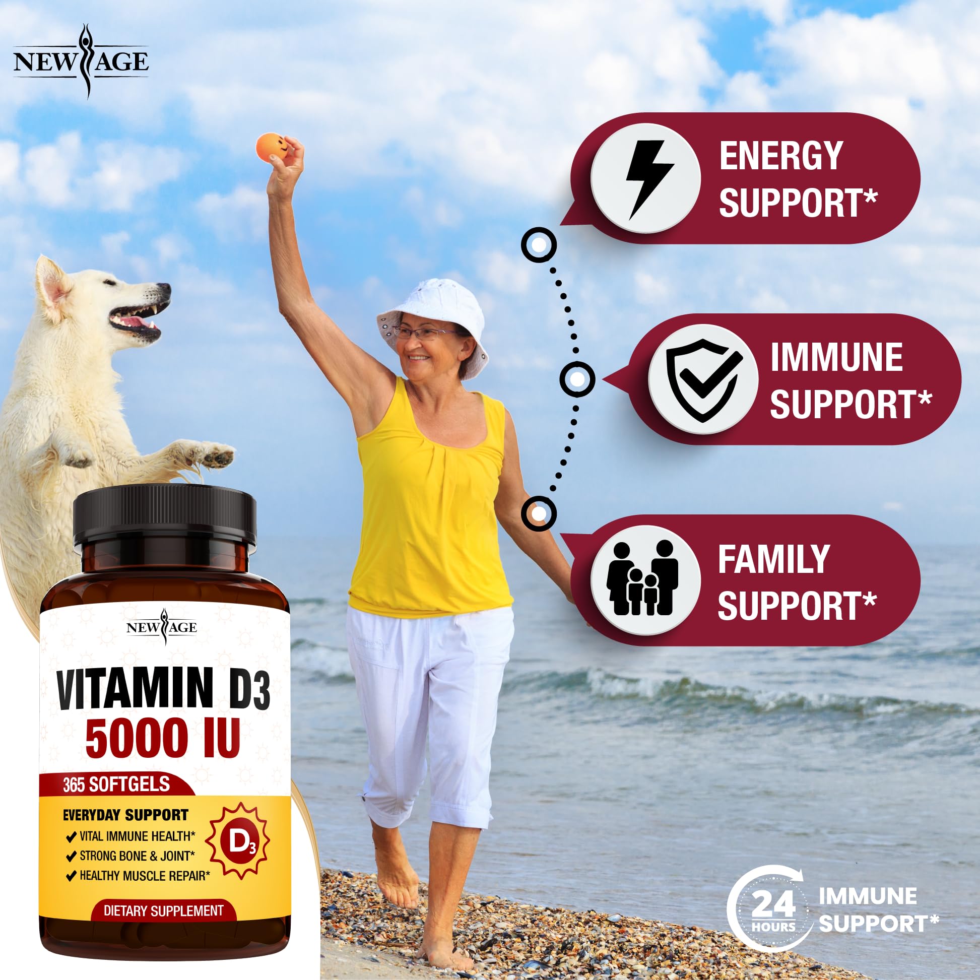 Bottle label showing Vitamin D3 5000 IU and non-GMO attributes