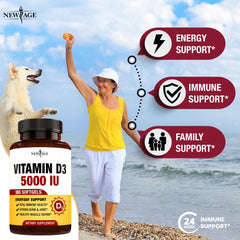 Bottle label showing Vitamin D3 5000 IU and non-GMO attributes