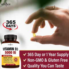 Non-GMO and gluten-free Vitamin D3 softgels label