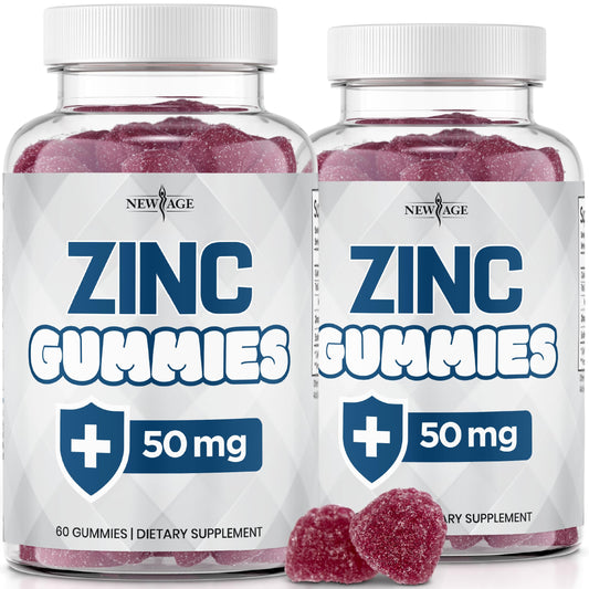 Front label of New Age Zinc Gummies 2-Pack bottle