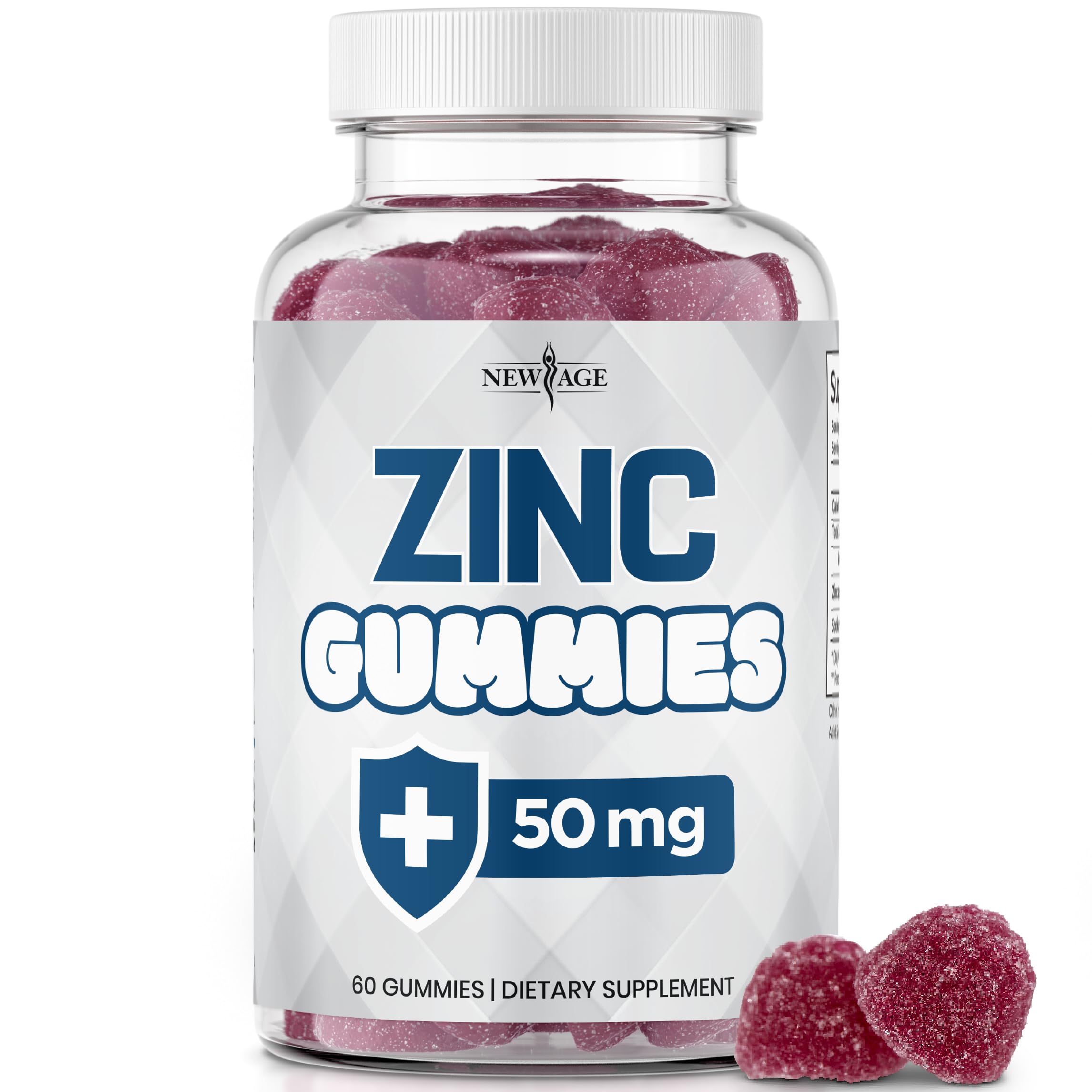 Front view of New Age Zinc Gummies bottle (60 count)