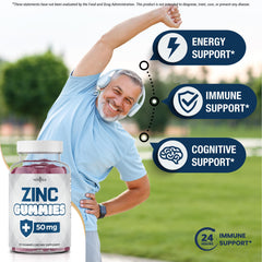 Zinc Gummies ingredients list highlighting Non-GMO and allergens-free