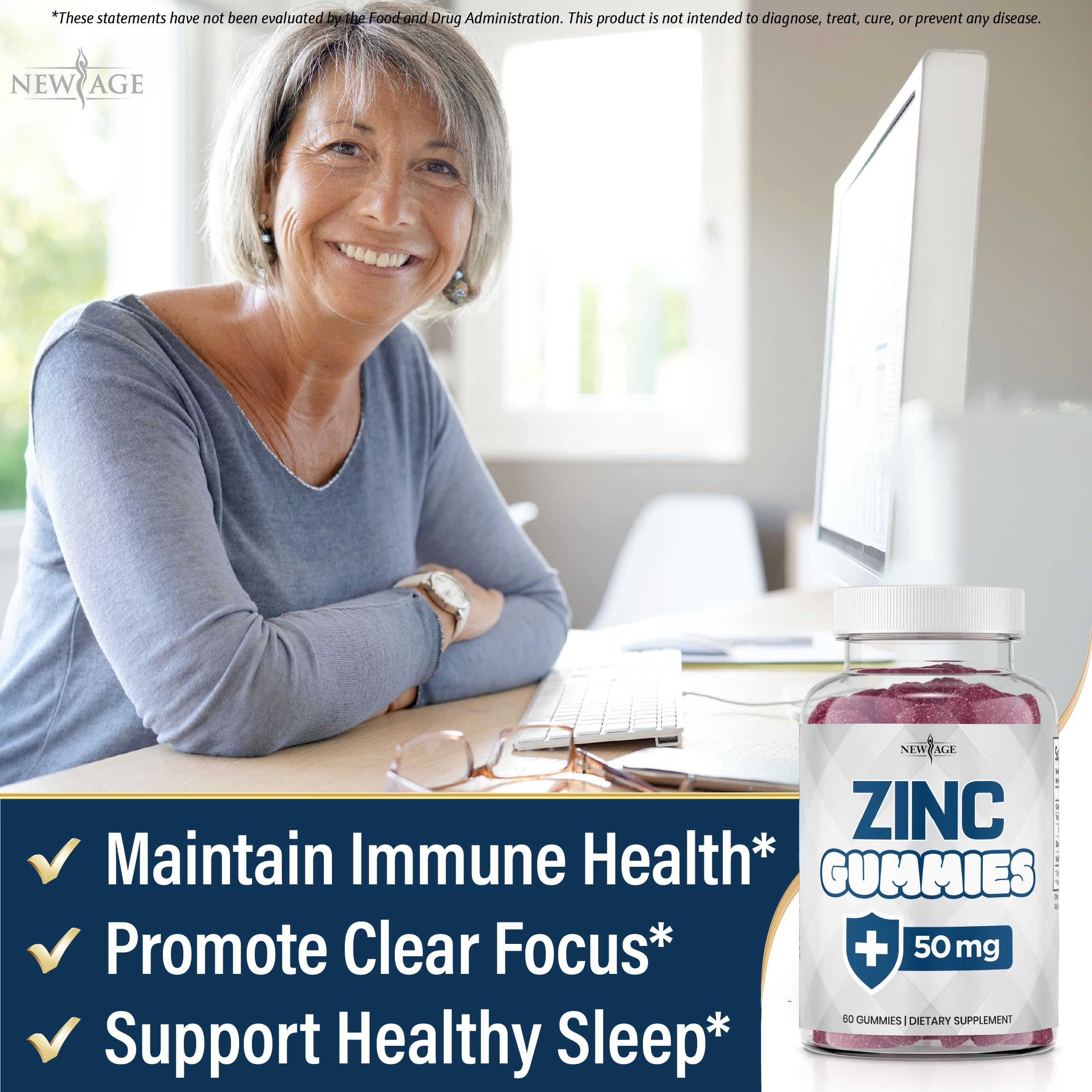 Product label graphic for NEW AGE Zinc Gummies
