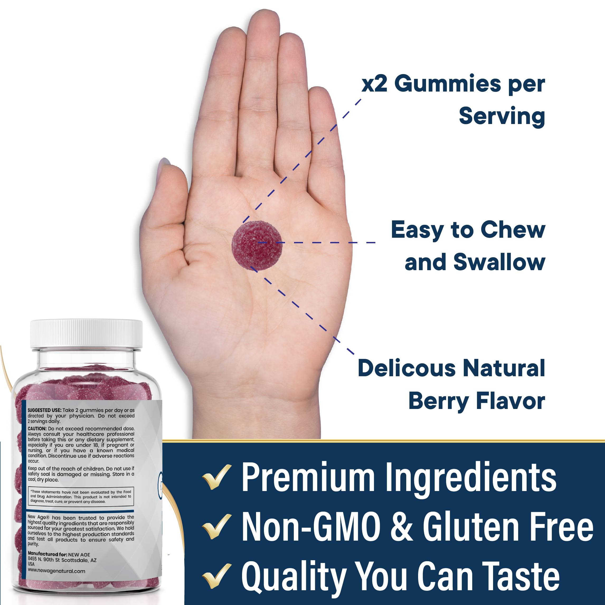 Serving size and dosage on the zinc gummies label
