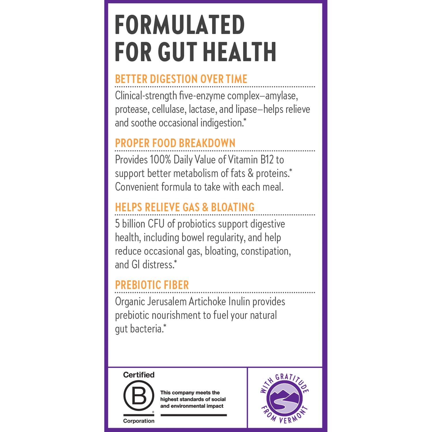 Back of bottle with supplement facts for All-Flora