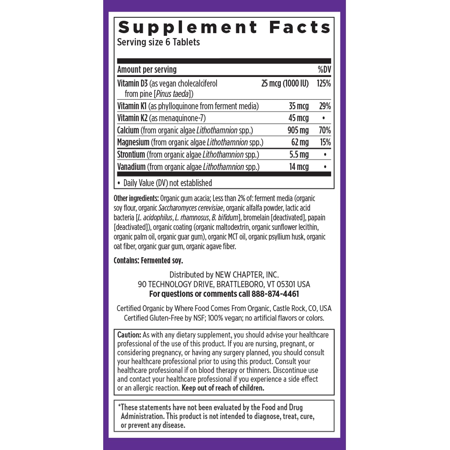 New Chapter plant calcium supports absorption with added D3 and K2.