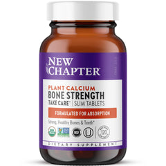 Bottle of New Chapter Bone Strength calcium supplement with Vitamin D3, K2, and Magnesium