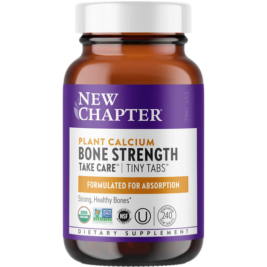 New Chapter Bone Strength Tiny Tabs calcium tablets on bottle