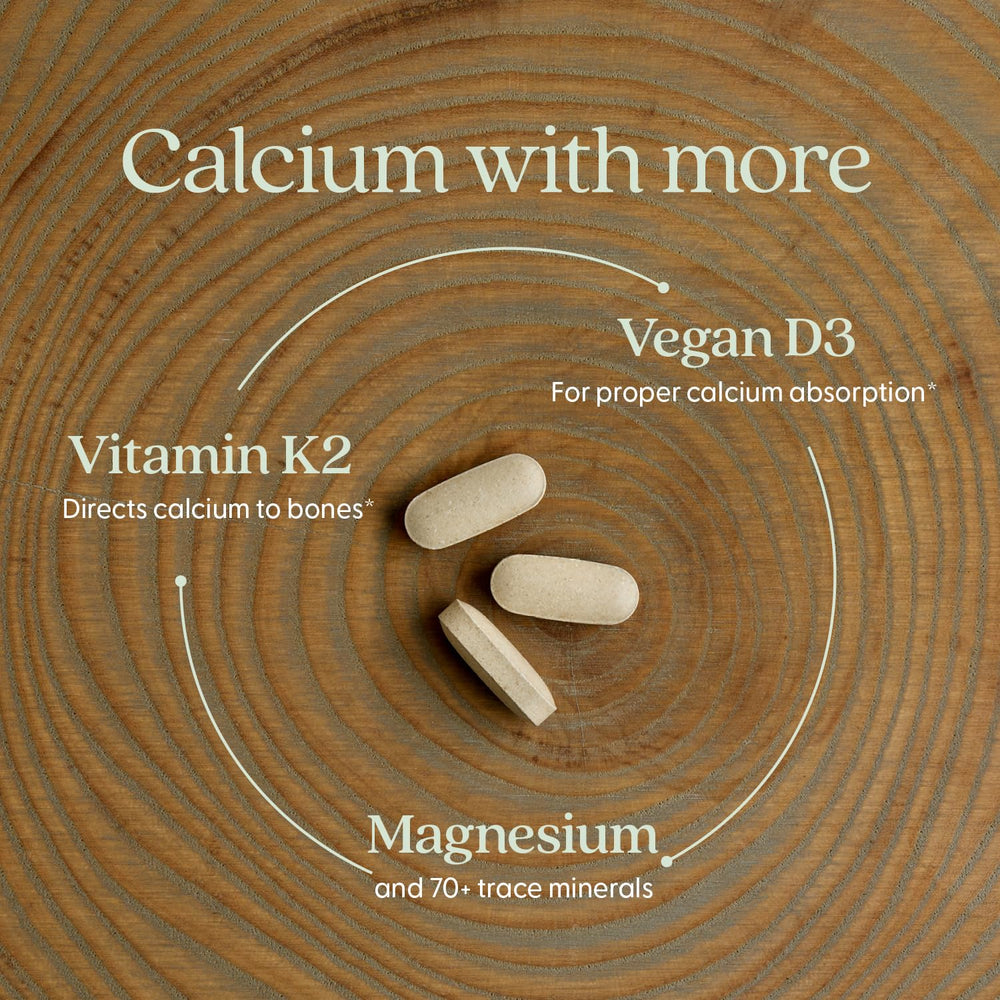 New Chapter D3-K2 blend badge indicating targeted calcium delivery.