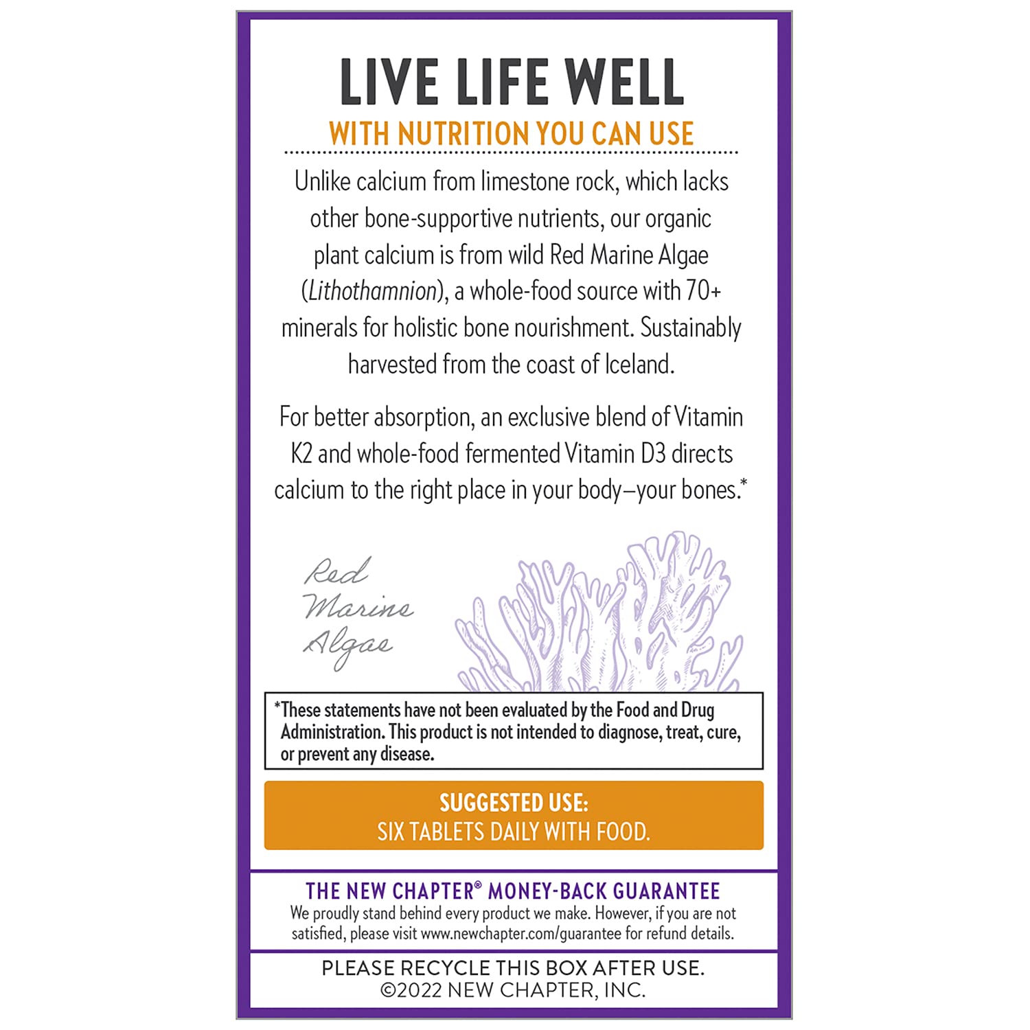 Non-GMO vegan calcium supplement badges on label
