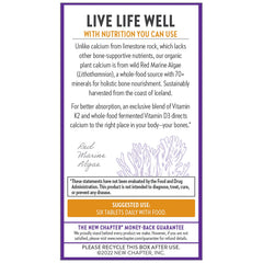 Non-GMO vegan calcium supplement badges on label