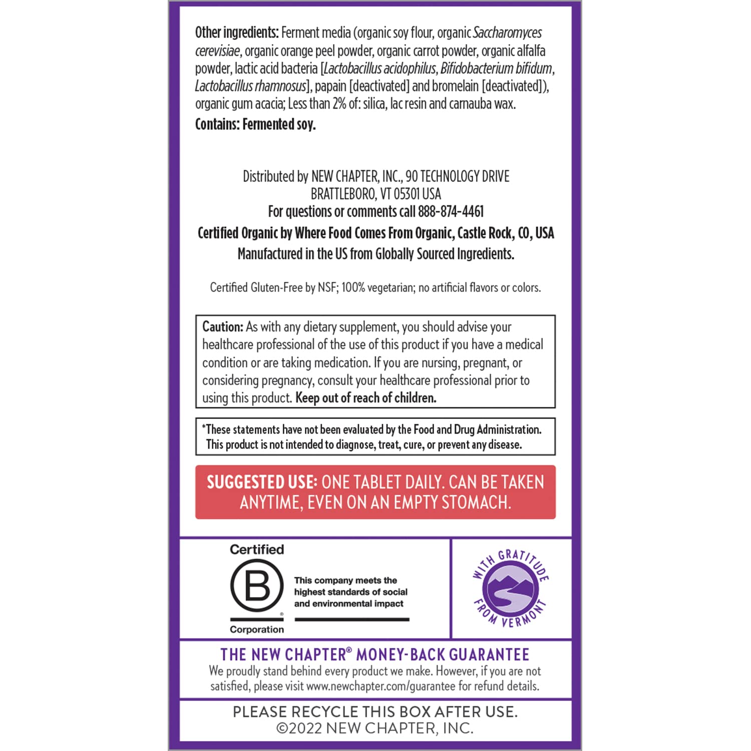 Non-GMO, vegetarian, kosher and gluten-free attributes